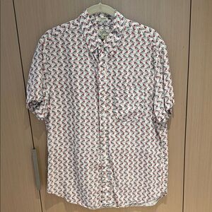 J. Crew Men's Red and White Patterned Shirt